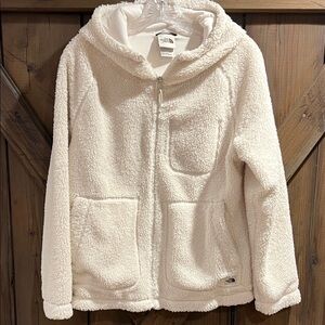 The North Face Women's Ridge Full-Zip Fleece Off White Hooded Jacket Size S